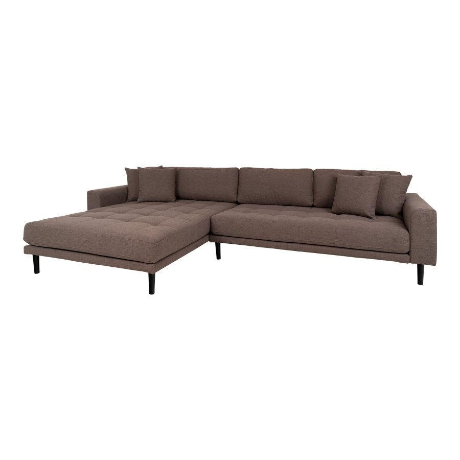 HOUSE NORDIC Lido lounge sofa, venstre sjeselong, m. 4 puter - brun polyester og naturlig bk