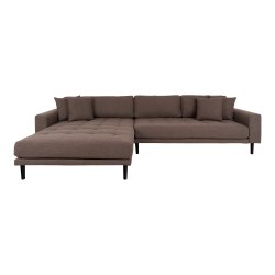 Lido loungesofa, venstre chaiselong, m. 4 puder - brun polyester og natur bg