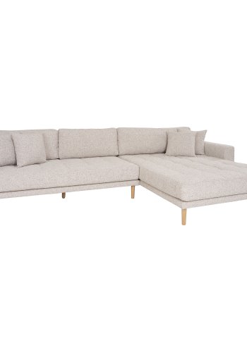 HOUSE NORDIC Lido Lounge Sofa - Lounge Sofa, hyrevendt i beige melange med fire puter og naturlige treben, HN1015