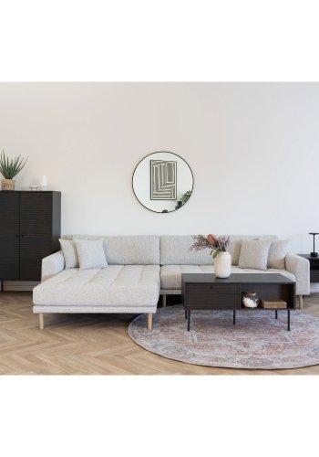 HOUSE NORDIC Lido Lounge Sofa - Lounge Sofa, venstrevendt i beige melange med fire puter og naturlige treben, HN1015