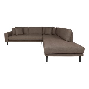 HOUSE NORDIC Lido hjrnesofa, hjre chaiselong, m. 4 puder - brun polyester og sort bg