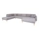 HOUSE NORDIC Lido U-sofa med pen ende - U-sofa med pen ende, hyrevendt i lys gr med fire puter og naturlige treben, HN1040