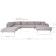 HOUSE NORDIC Lido U-sofa med pen ende - U-sofa med pen ende, hyrevendt i lys gr med fire puter og naturlige treben, HN1040