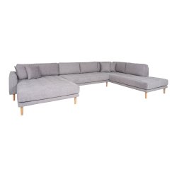 HOUSE NORDIC Lido U-Sofa ben Ende - U-Sofa ben Ende, venstrevendt i lysegr med fire puder og nat