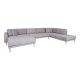 HOUSE NORDIC Lido U-sofa med pen ende - U-sofa med pen ende, venstrevendt i lys gr med fire puter og naturlige treben, HN1040