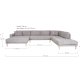 HOUSE NORDIC Lido U-sofa med pen ende - U-sofa med pen ende, venstrevendt i lys gr med fire puter og naturlige treben, HN1040
