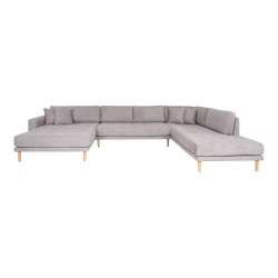 HOUSE NORDIC Lido U-Sofa ben Ende - U-Sofa ben Ende, venstrevendt i lysegr med fire puder og nat