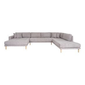 HOUSE NORDIC Lido U-Sofa ben Ende - U-Sofa ben Ende, venstrevendt i lysegr med fire puder og nat