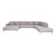 HOUSE NORDIC Lido U-sofa med pen ende - U-sofa med pen ende, venstrevendt i lys gr med fire puter og naturlige treben, HN1040