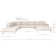 HOUSE NORDIC Lido U-sofa med pen ende - U-sofa med pen ende, hyrevendt i sand med fire puter og naturlige treben, HN1050