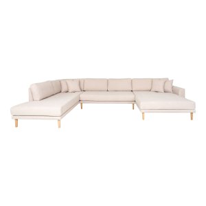HOUSE NORDIC Lido U-sofa, hjre chaiselong, m. 4 puder - sand polyester og natur bg