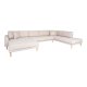 HOUSE NORDIC Lido U-sofa med pen ende - U-sofa med pen ende, venstrevendt i sand med fire puter og naturlige treben, HN1050