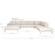 HOUSE NORDIC Lido U-sofa med pen ende - U-sofa med pen ende, venstrevendt i sand med fire puter og naturlige treben, HN1050