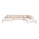 HOUSE NORDIC Lido U-sofa med pen ende - U-sofa med pen ende, venstrevendt i sand med fire puter og naturlige treben, HN1050