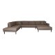 HOUSE NORDIC Lido U-sofa med pen ende - U-sofa med pen ende, hyrevendt i brunt med fire puter og svarte treben, HN1055