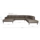 HOUSE NORDIC Lido U-sofa med pen ende - U-sofa med pen ende, venstrevendt i brunt med fire puter og svarte treben, HN1055
