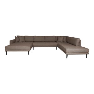 HOUSE NORDIC Lido U-sofa, venstre chaiselong, m. 4 puder - brun polyester og sort bg