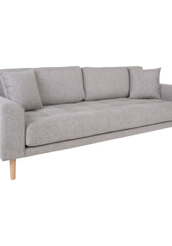 HOUSE NORDIC Lido 3-seters sofa - 3-seters sofa, lys gr med to puter og naturlige treben, HN1040