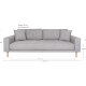 HOUSE NORDIC Lido 3-seters sofa - 3-seters sofa, lys gr med to puter og naturlige treben, HN1040