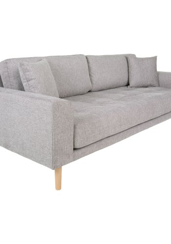 HOUSE NORDIC Lido 3-seters sofa - 3-seters sofa, lys gr med to puter og naturlige treben, HN1040