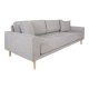HOUSE NORDIC Lido 3-seters sofa - 3-seters sofa, lys gr med to puter og naturlige treben, HN1040