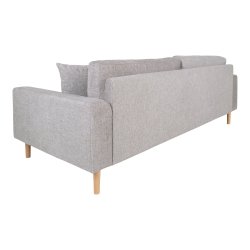 Lido 3 personers sofa, lysegr� med to puder og natur tr�ben