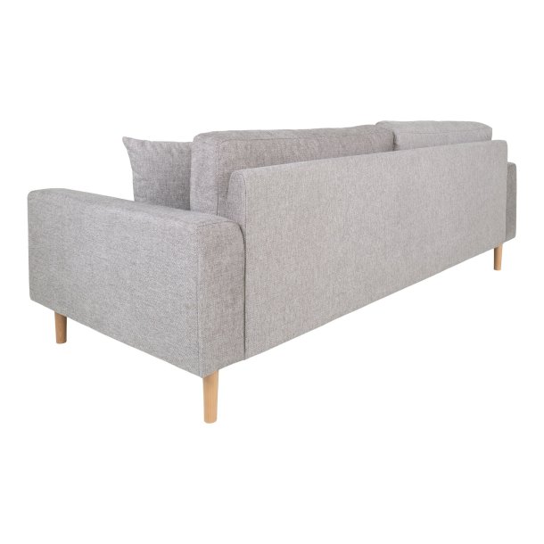Lido 3 personers sofa, lysegr� med to puder og natur tr�ben