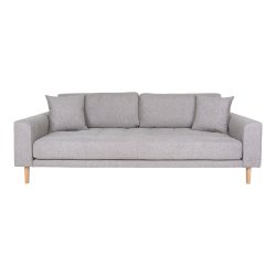 Lido 3 personers sofa, lysegr� med to puder og natur tr�ben