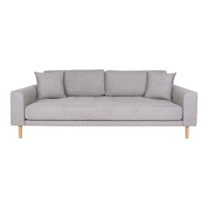 Lido 3 personers sofa, lysegr� med to puder og natur tr�ben