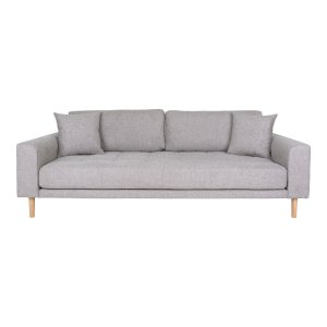 HOUSE NORDIC Lido 3 pers. sofa, m. 2 puder - lysegr polyester og natur bg