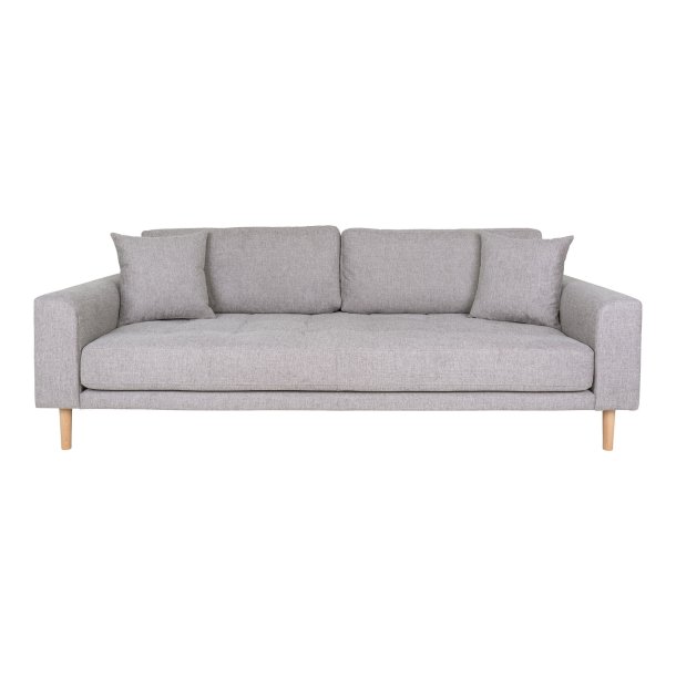Lido 3 personers sofa, lysegr� med to puder og natur tr�ben