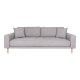 HOUSE NORDIC Lido 3-seters sofa - 3-seters sofa, lys gr med to puter og naturlige treben, HN1040