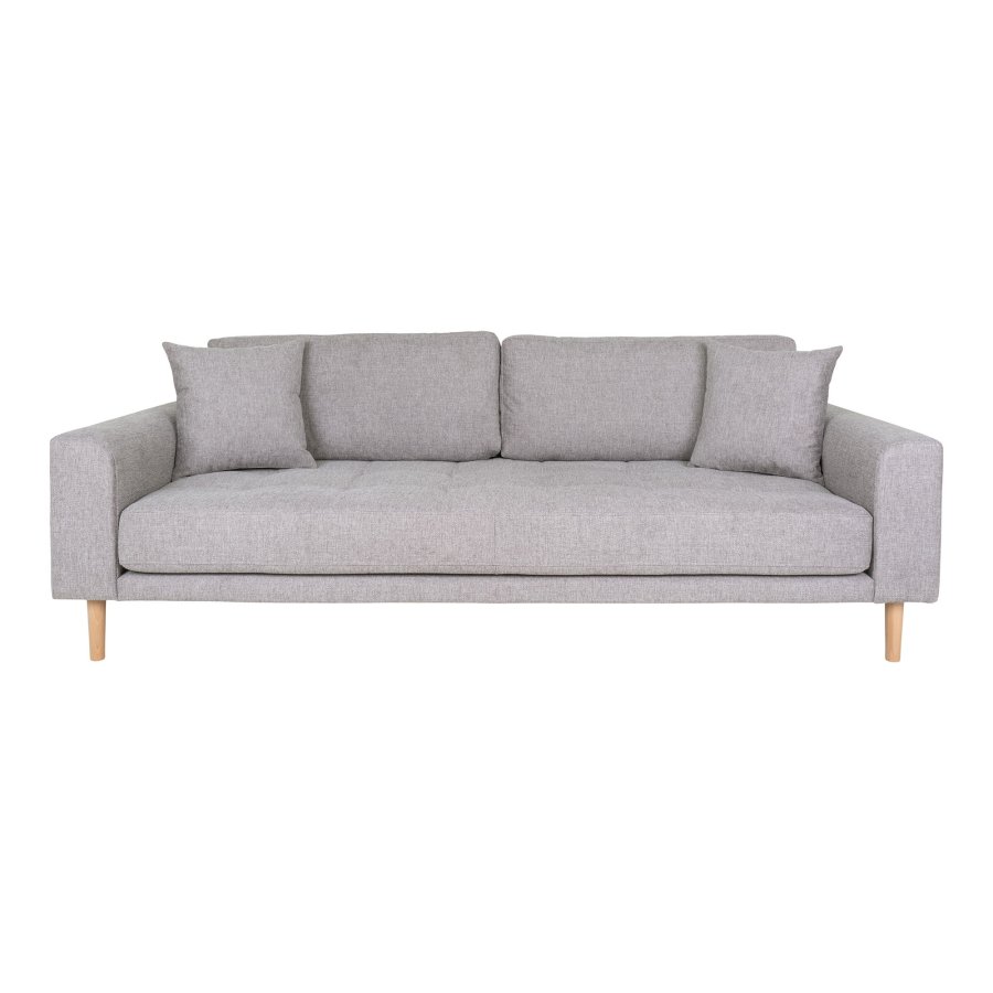 HOUSE NORDIC Lido 3-seters sofa - 3-seters sofa, lys gr med to puter og naturlige treben, HN1040