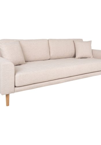 HOUSE NORDIC Lido 3-seters sofa - 3-seters sofa, sand med to puter og naturlige treben, HN1050