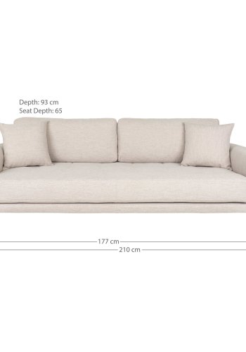 HOUSE NORDIC Lido 3-seters sofa - 3-seters sofa, sand med to puter og naturlige treben, HN1050