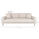 HOUSE NORDIC Lido 3-seters sofa - 3-seters sofa, sand med to puter og naturlige treben, HN1050