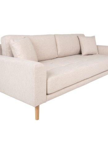 HOUSE NORDIC Lido 3-seters sofa - 3-seters sofa, sand med to puter og naturlige treben, HN1050