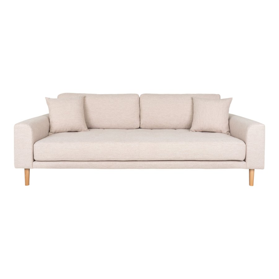 HOUSE NORDIC Lido 3-seters sofa - 3-seters sofa, sand med to puter og naturlige treben, HN1050
