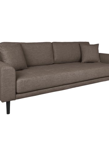 HOUSE NORDIC Lido 3-seters sofa - 3-seters sofa, brun med to puter og svarte treben, HN1055