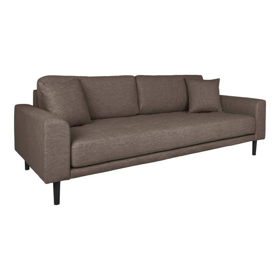 HOUSE NORDIC Lido 3-seters sofa - 3-seters sofa, brun med to puter og svarte treben, HN1055