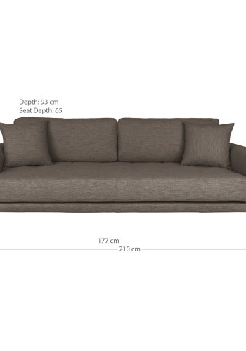 HOUSE NORDIC Lido 3-seters sofa - 3-seters sofa, brun med to puter og svarte treben, HN1055
