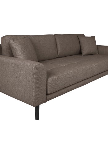 HOUSE NORDIC Lido 3-seters sofa - 3-seters sofa, brun med to puter og svarte treben, HN1055