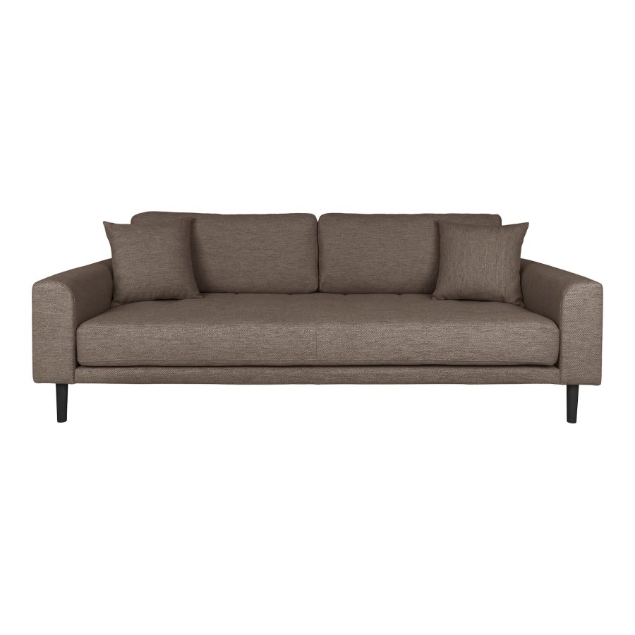 HOUSE NORDIC Lido 3-seters sofa - 3-seters sofa, brun med to puter og svarte treben, HN1055