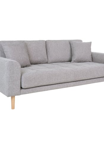 HOUSE NORDIC Lido 2,5-personers sofa - 2,5-personers sofa, lys gr med to puter og naturlige treben, HN1040
