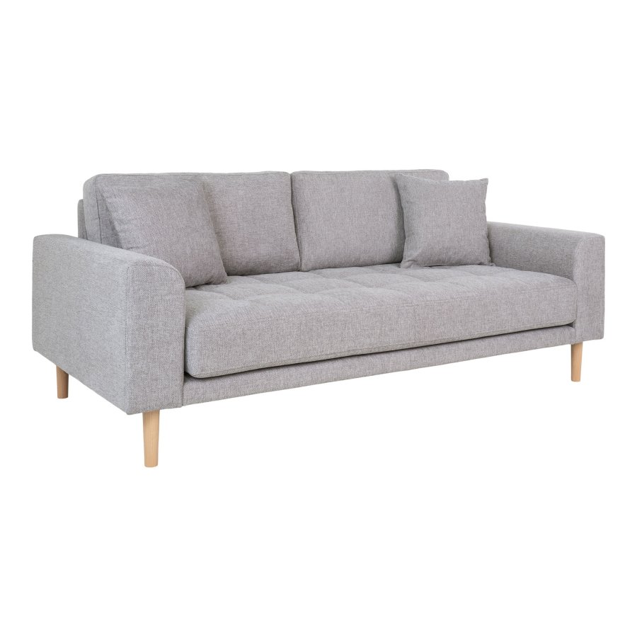 HOUSE NORDIC Lido 2,5-personers sofa - 2,5-personers sofa, lys gr med to puter og naturlige treben, HN1040