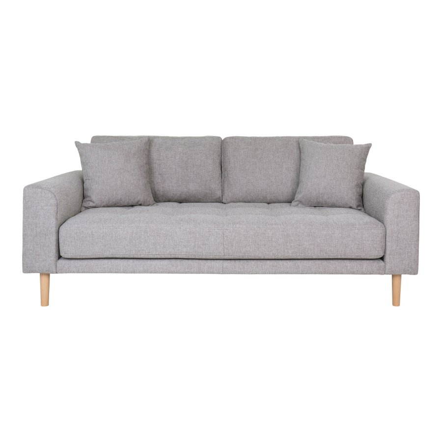 HOUSE NORDIC Lido 2,5-personers sofa - 2,5-personers sofa, lys gr med to puter og naturlige treben, HN1040