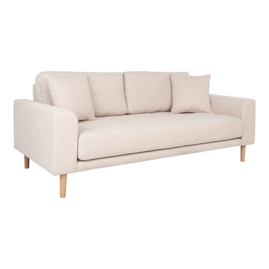 HOUSE NORDIC Lido 2,5-personers sofa - 2,5-personers sofa, sand med to puter og naturlige treben, HN1050