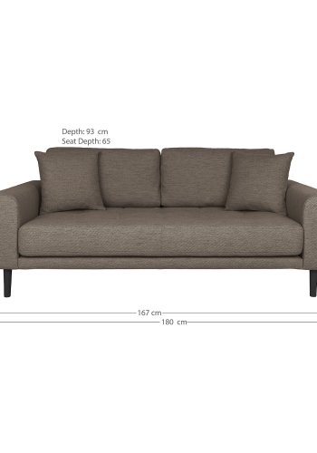HOUSE NORDIC Lido 2,5-personers sofa - 2,5-personers sofa, brun med to puter og svarte treben, HN1055