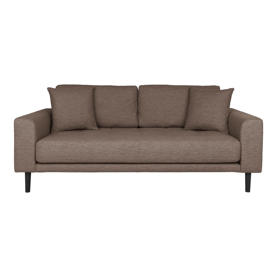 HOUSE NORDIC Lido 2,5-personers sofa - 2,5-personers sofa, brun med to puter og svarte treben, HN1055