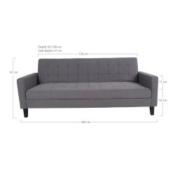 Milton sovesofa, m. armln og opbevaring - gr polyester og birketr